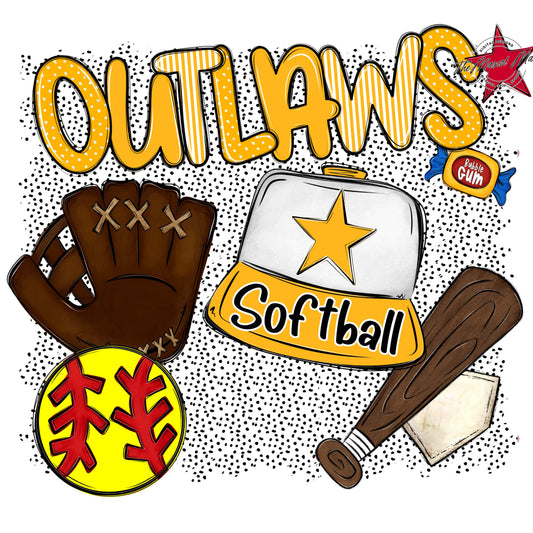 Outlaws Softball Spirit-Yellow