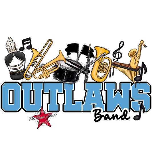 Outlaws Varsity Band-Carolina Blue