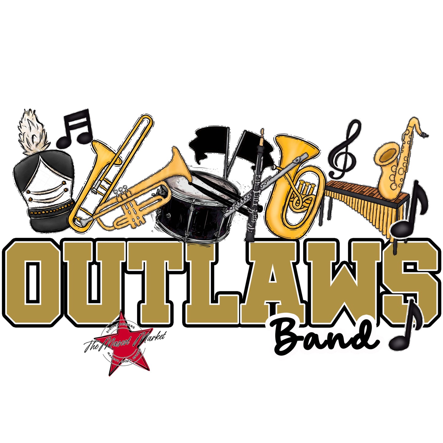 Outlaws Varsity Band-Gold