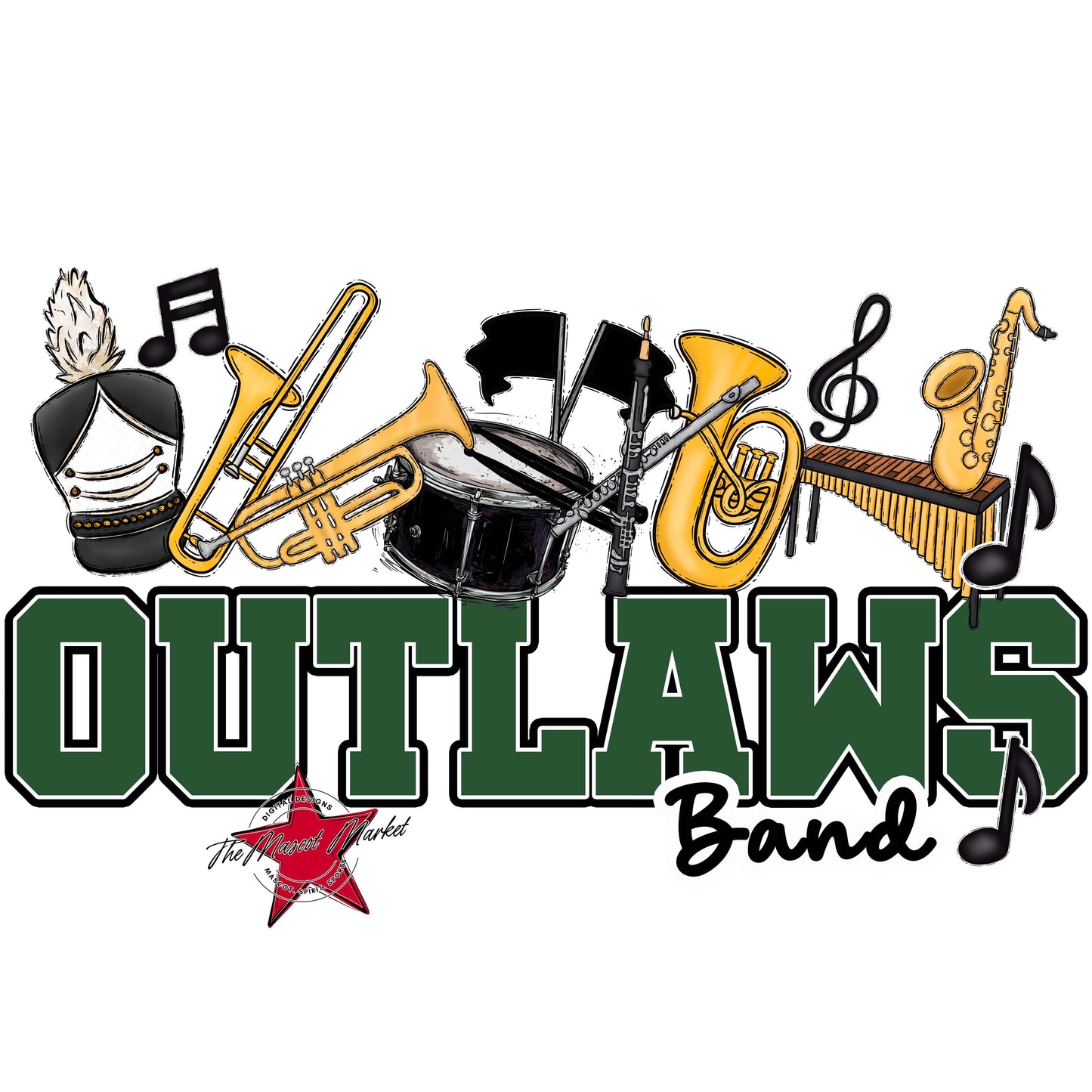 Outlaws Varsity Band-Green