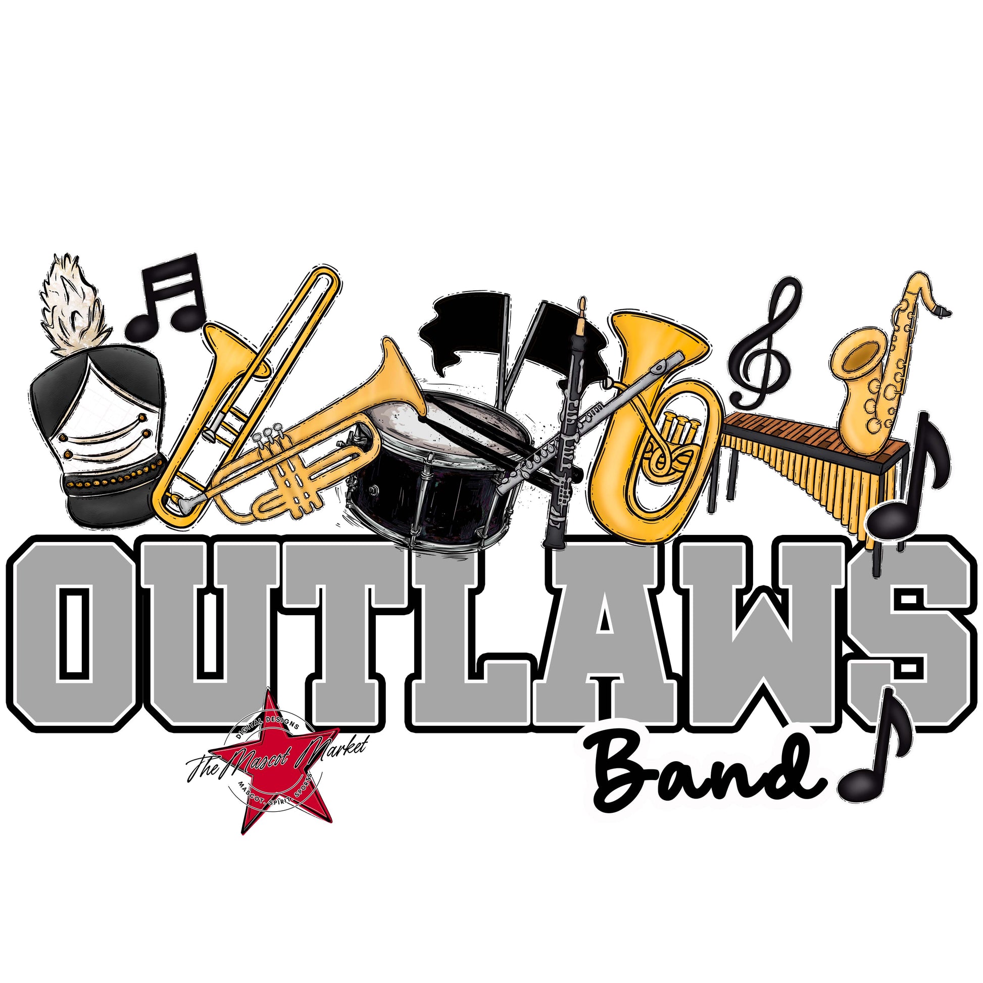 Outlaws Varsity Band-Grey
