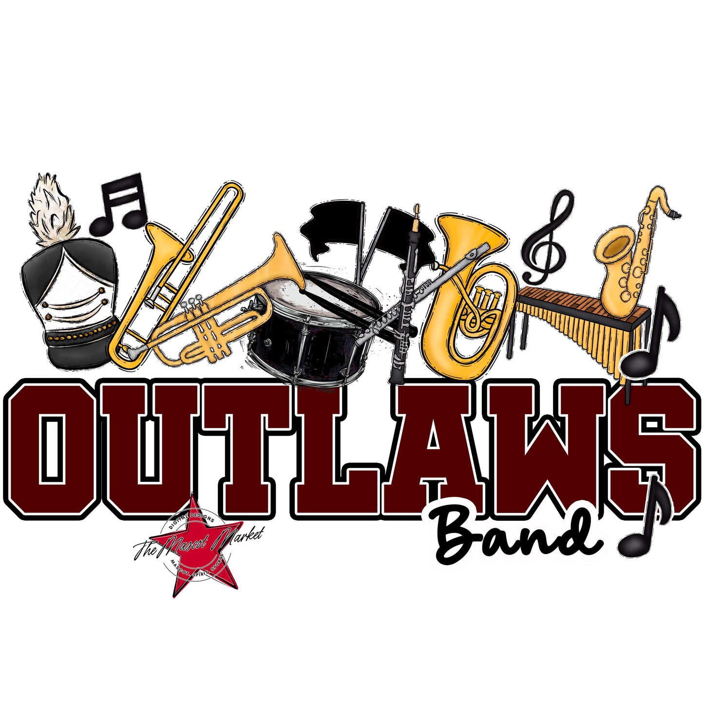 Outlaws Varsity Band-Maroon