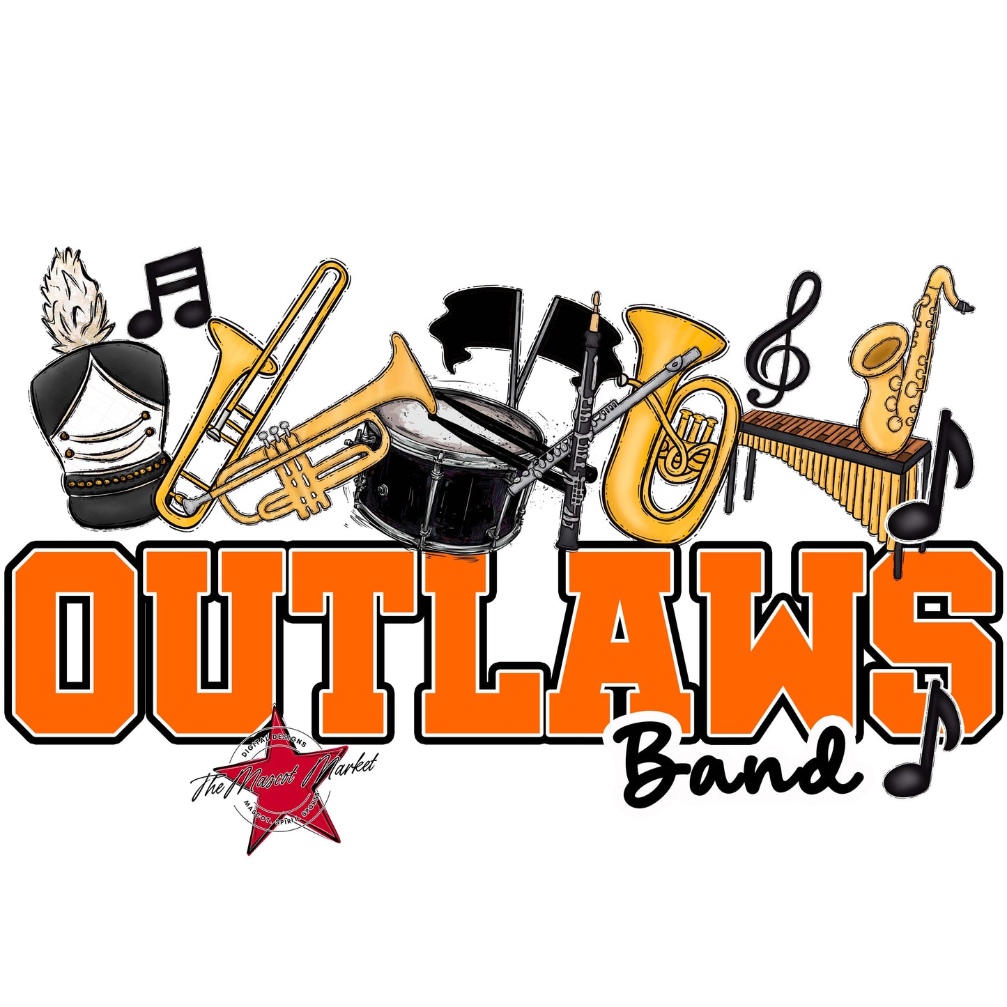 Outlaws Varsity Band-Orange