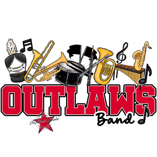 Outlaws Varsity Band-Red