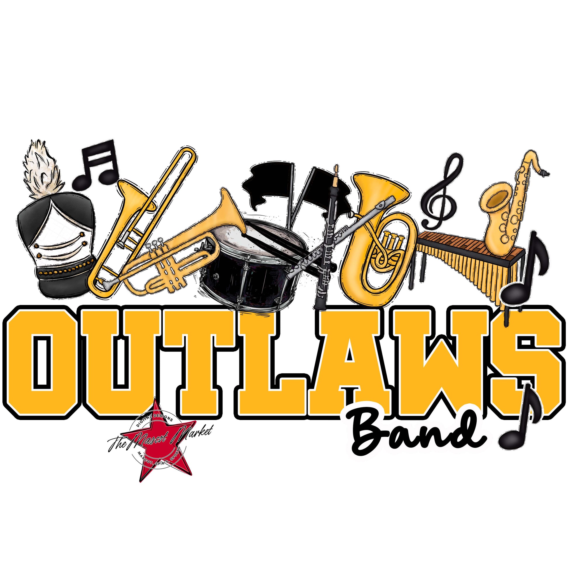 Outlaws Varsity Band-Yellow