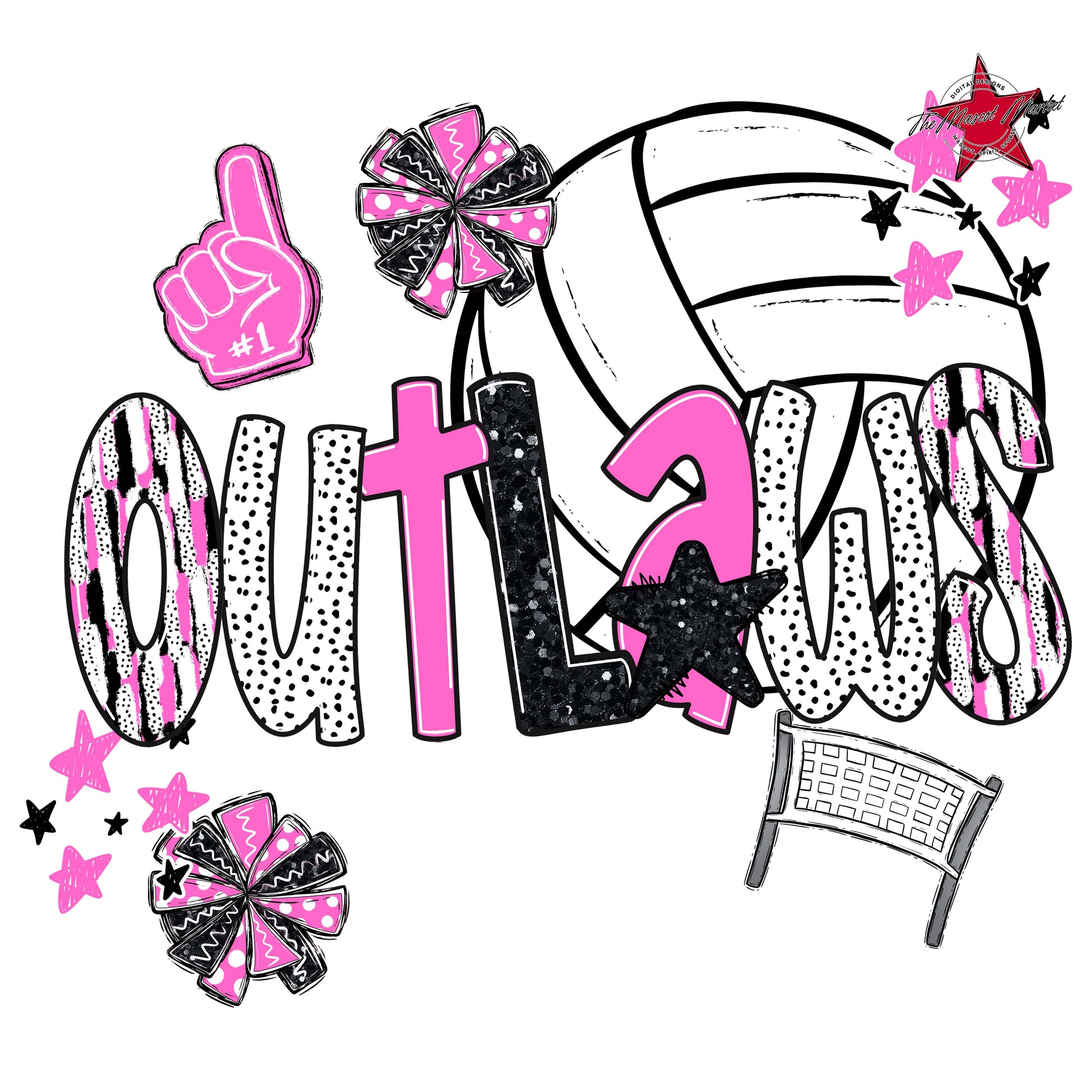 Outlaws Volleyball Scrape-Baby Pink