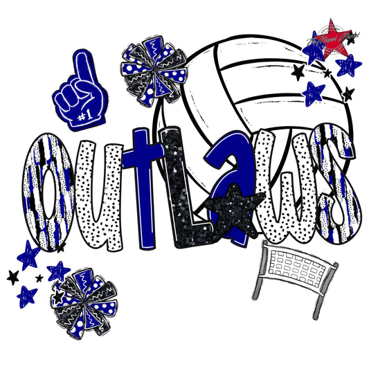 Outlaws Volleyball Scrape-Blue