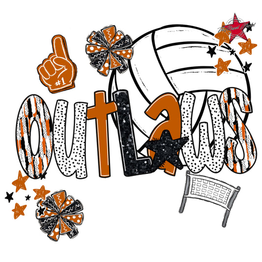 Outlaws Volleyball Scrape-Burnt Orange
