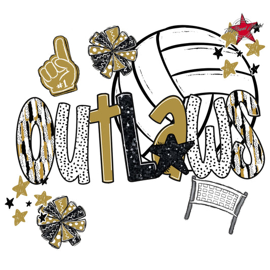 Outlaws Volleyball Scrape-Gold