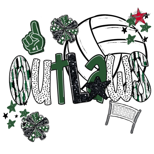 Outlaws Volleyball Scrape-Green