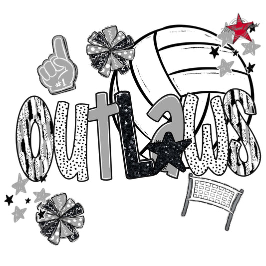 Outlaws Volleyball Scrape-Grey