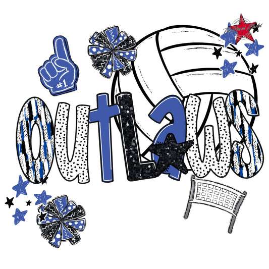 Outlaws Volleyball Scrape-Off Blue