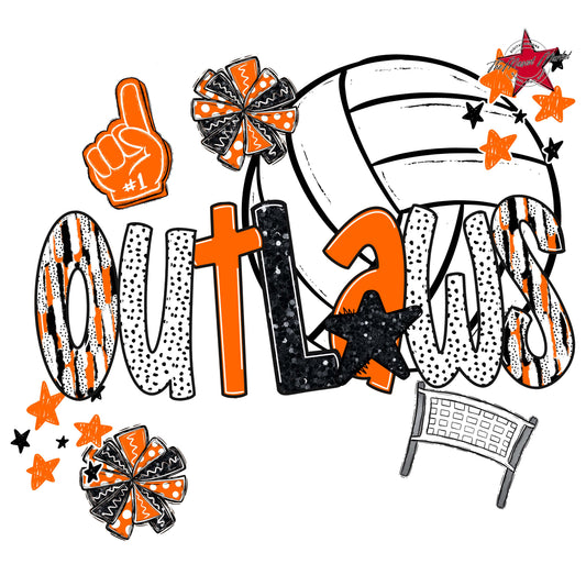Outlaws Volleyball Scrape-Orange