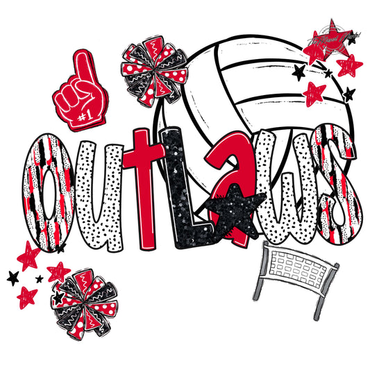 Outlaws Volleyball Scrape-Red