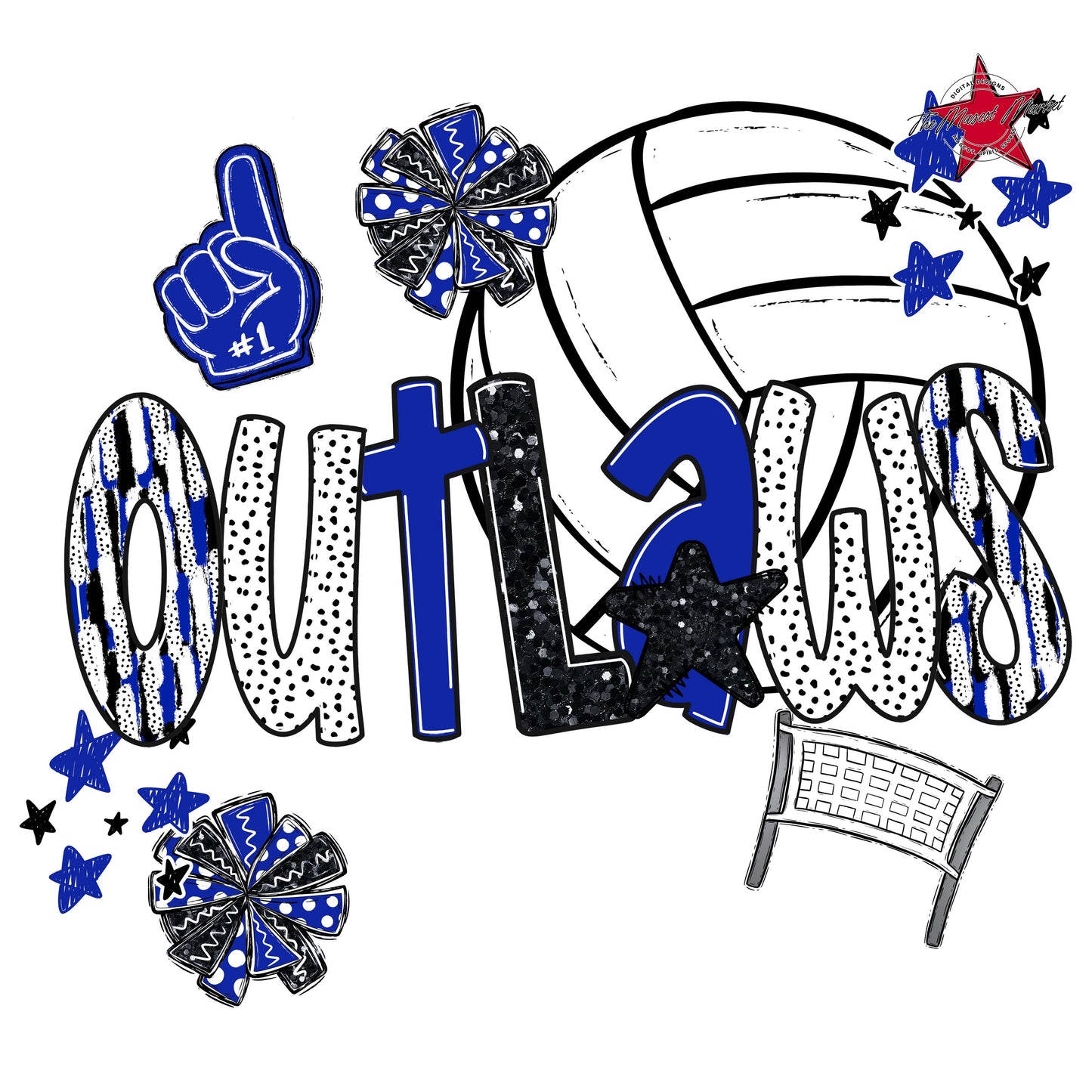 Outlaws Volleyball Scrape-Royal Blue