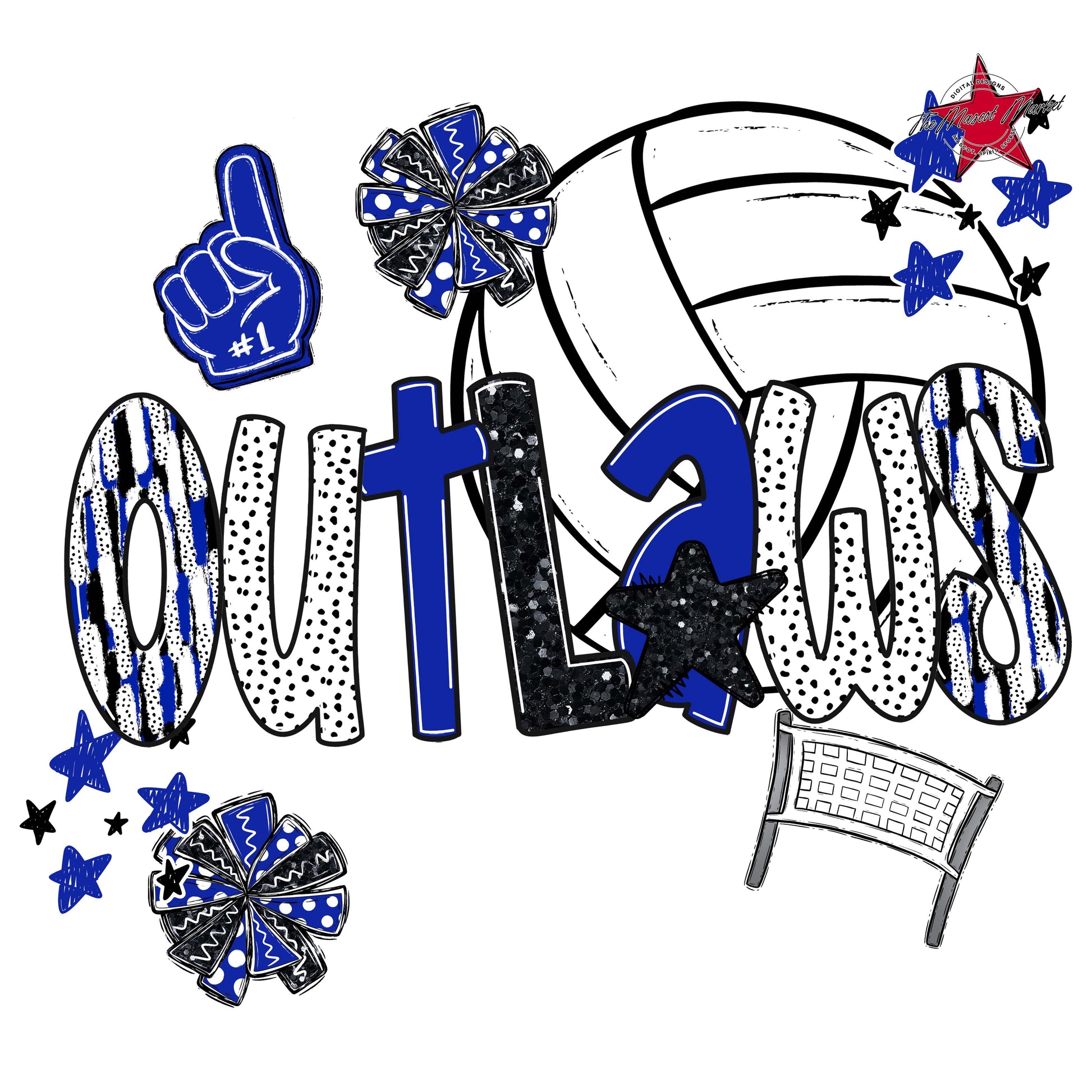 Outlaws Volleyball Scrape-Royal Blue