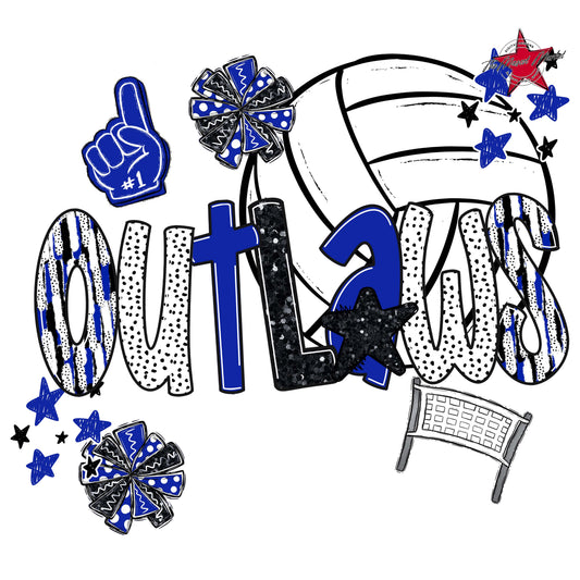 Outlaws Volleyball Scrape-Royal Blue