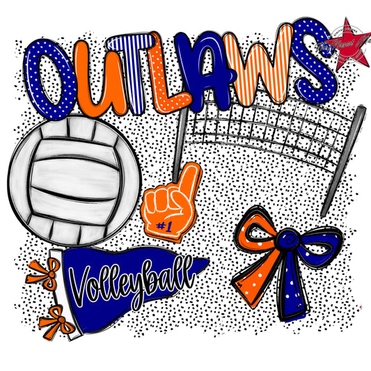 Outlaws Volleyball Spirit-Blue & Orange