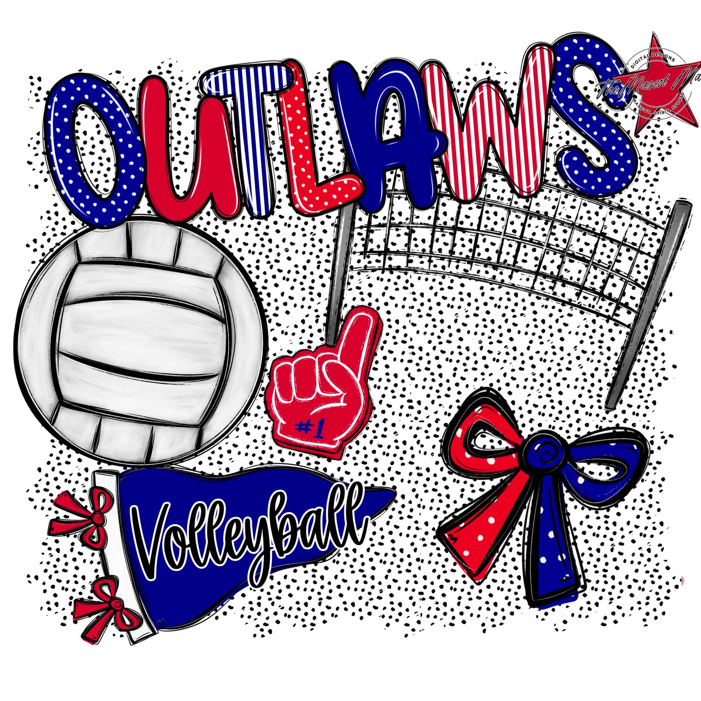 Outlaws Volleyball Spirit-Blue & Red