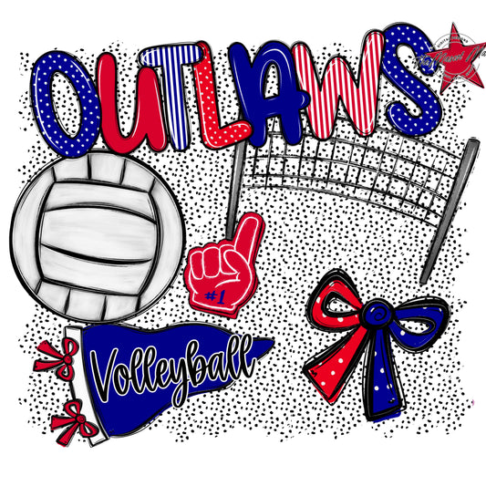 Outlaws Volleyball Spirit-Blue & Red