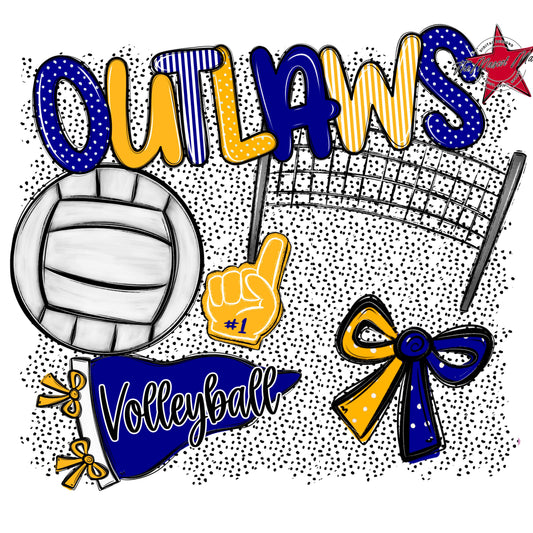Outlaws Volleyball Spirit-Blue & Yellow