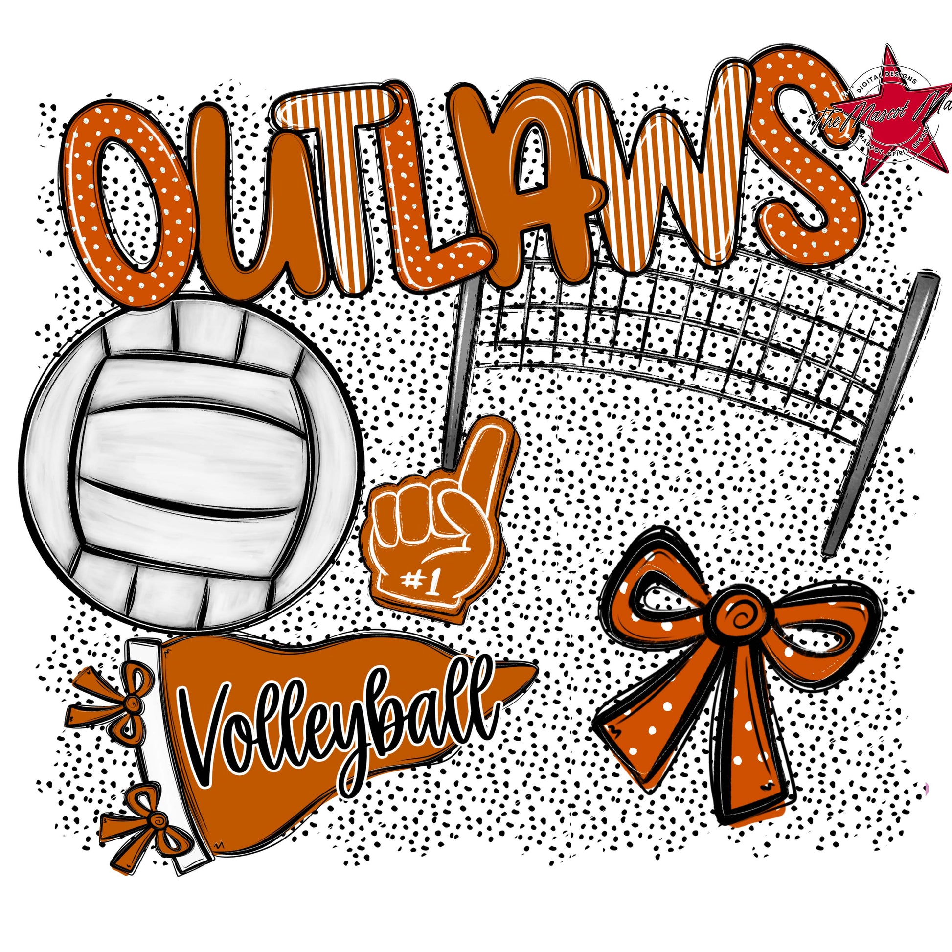 Outlaws Volleyball Spirit-Burnt Orange