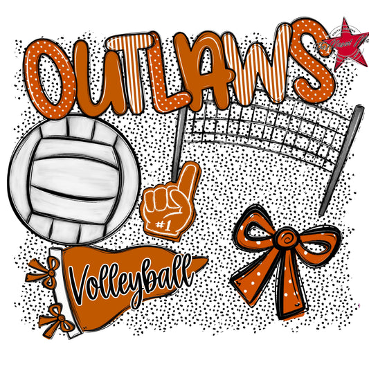 Outlaws Volleyball Spirit-Burnt Orange