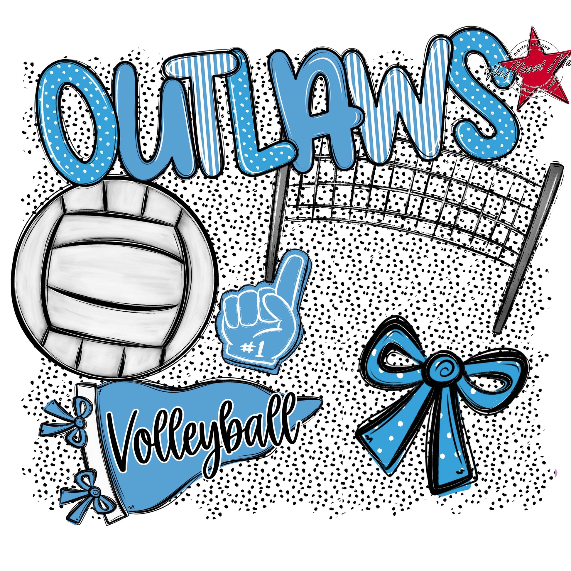 Outlaws Volleyball Spirit-Carolina Blue