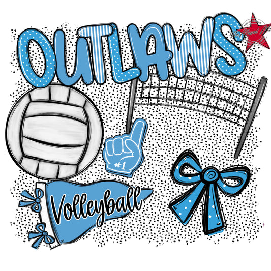 Outlaws Volleyball Spirit-Carolina Blue