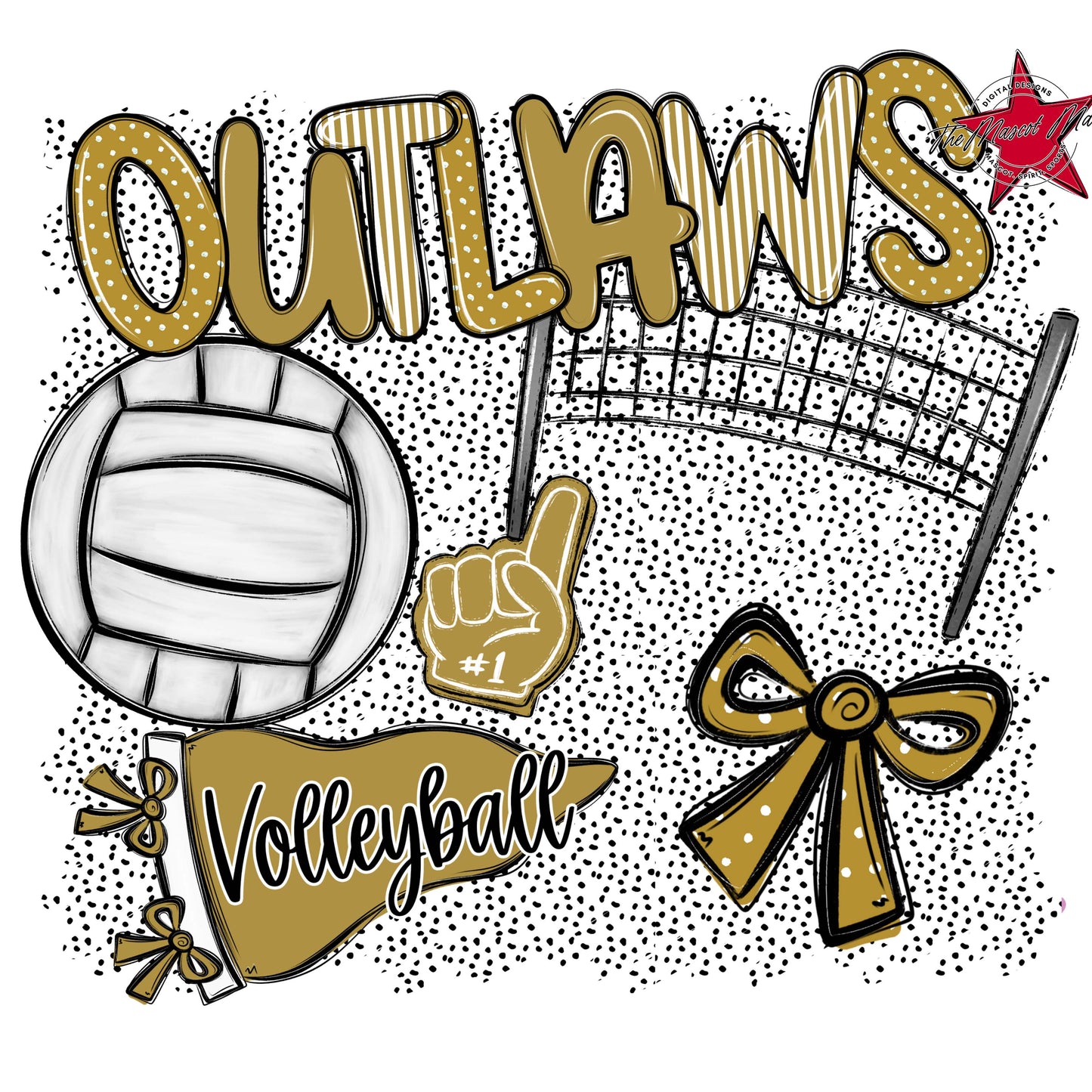 Outlaws Volleyball Spirit-Gold