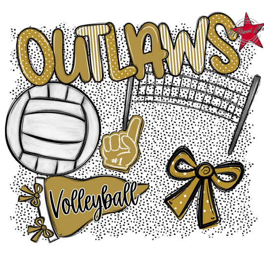 Outlaws Volleyball Spirit-Gold