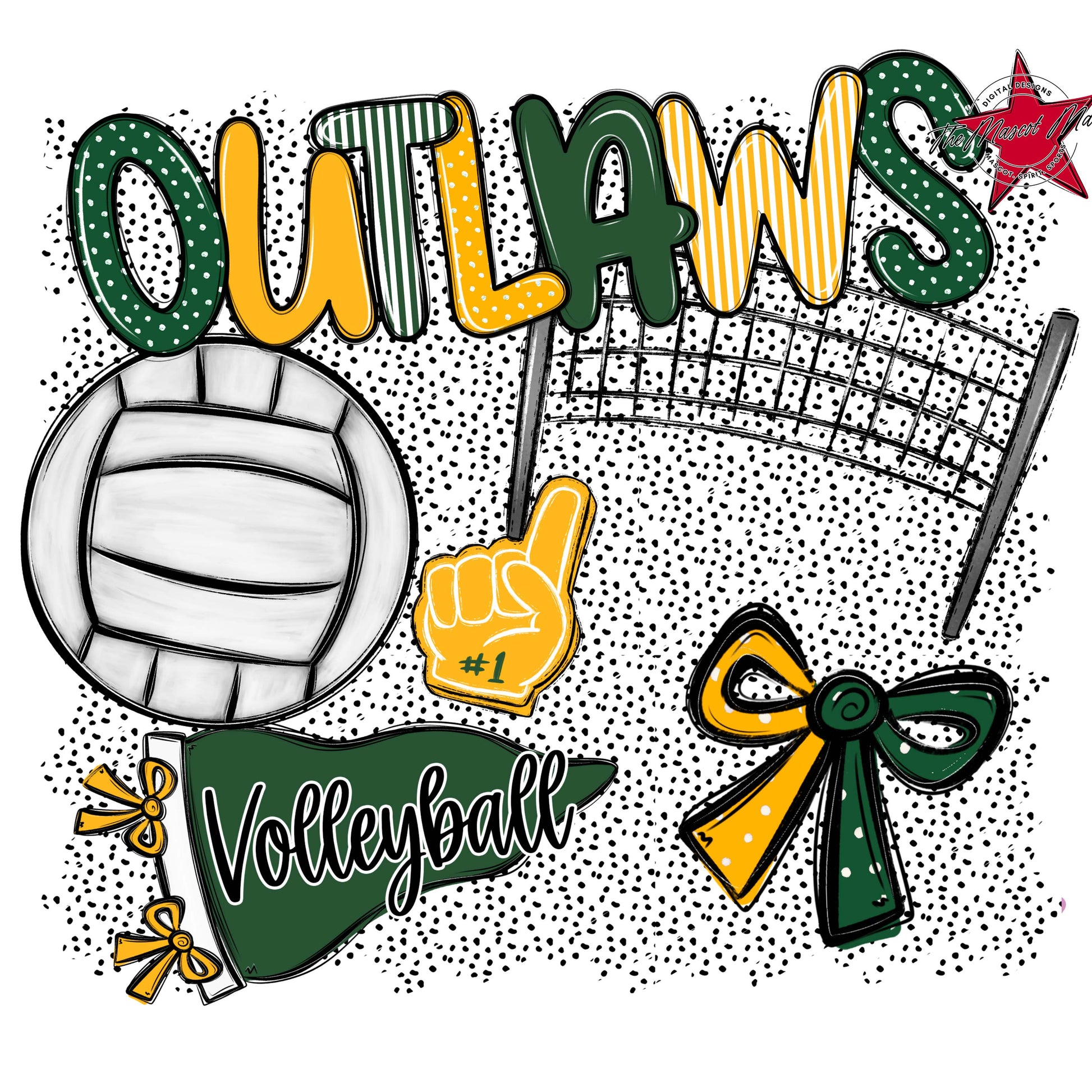 Outlaws Volleyball Spirit-Green & Yellow