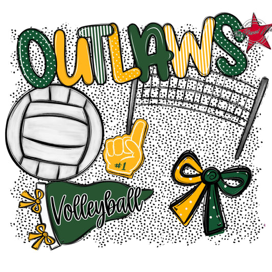Outlaws Volleyball Spirit-Green & Yellow