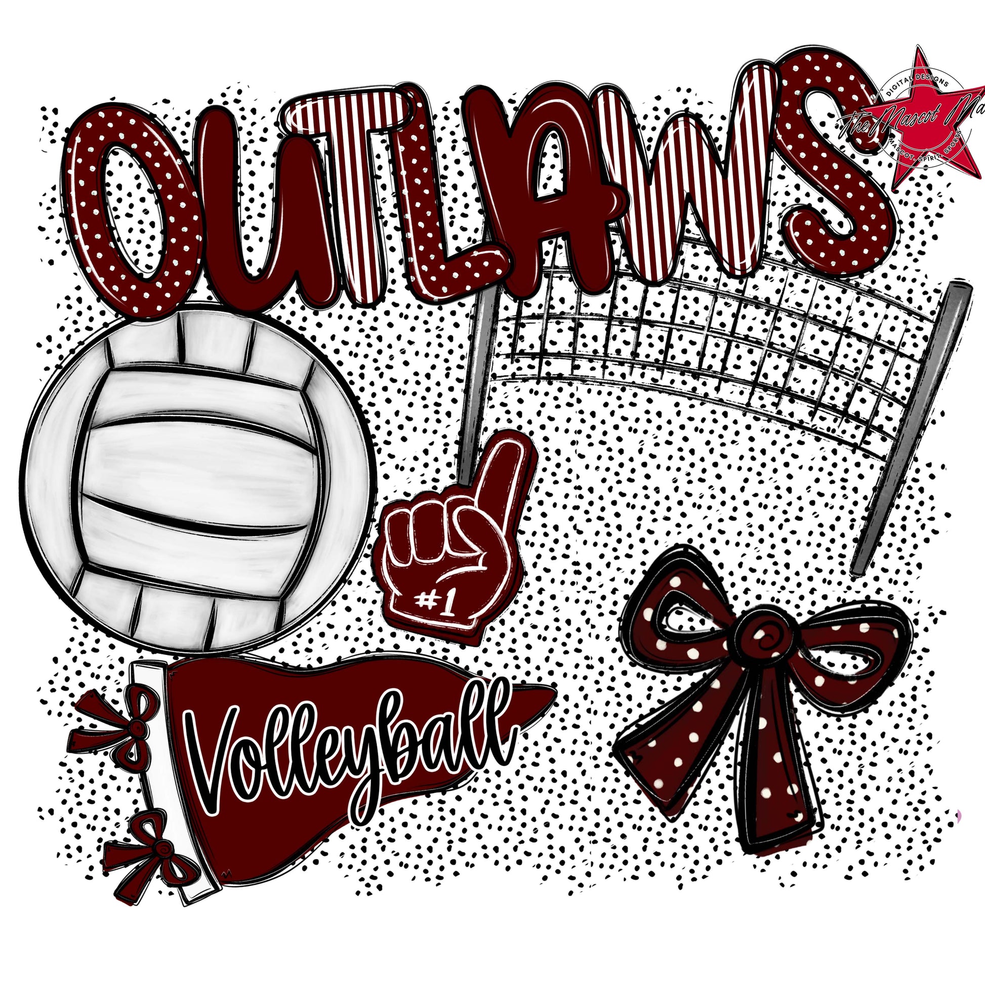 Outlaws Volleyball Spirit-Maroon