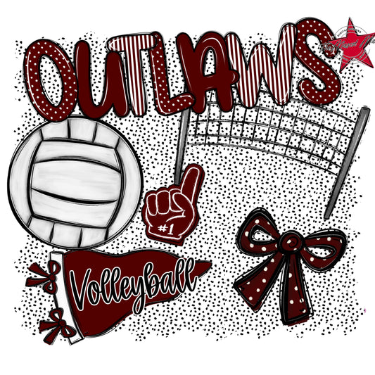 Outlaws Volleyball Spirit-Maroon