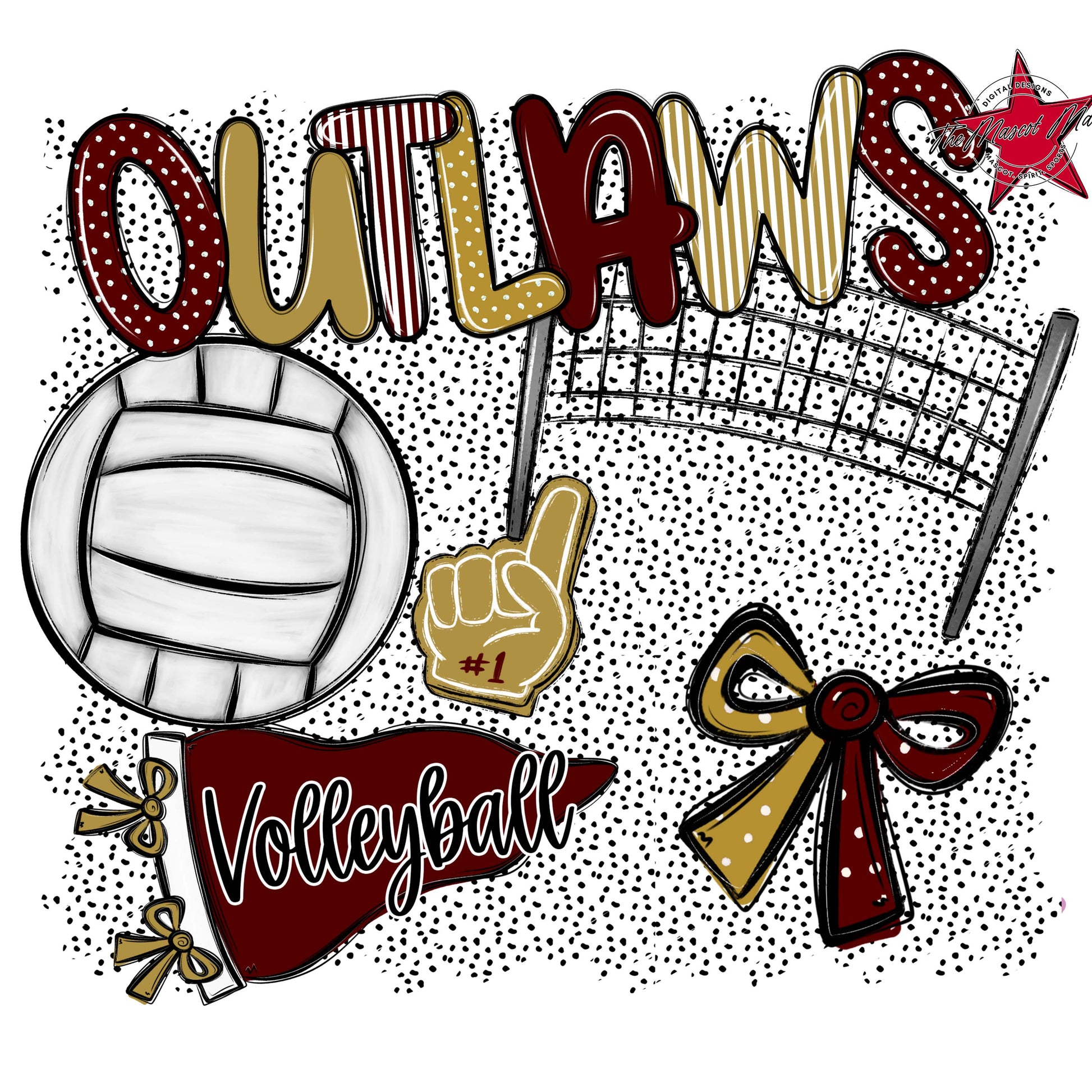 Outlaws Volleyball Spirit-Maroon & Gold