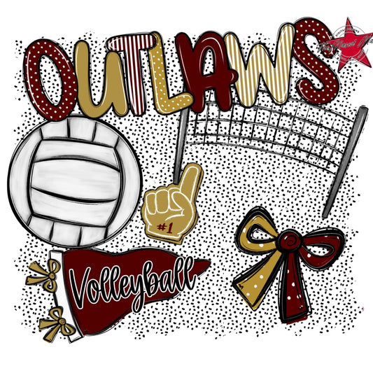 Outlaws Volleyball Spirit-Maroon & Gold