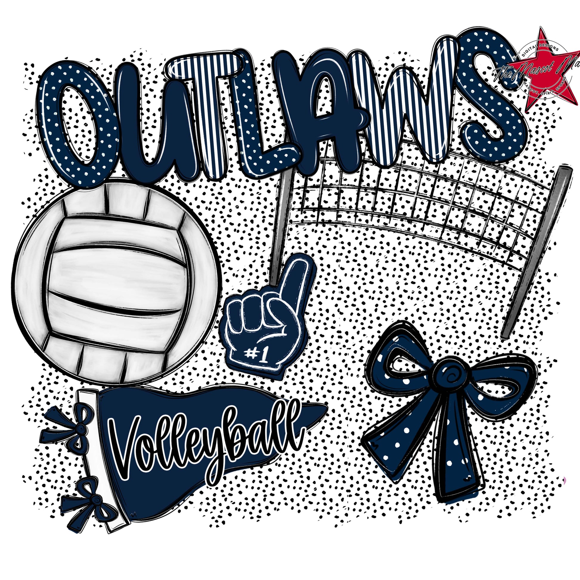 Outlaws Volleyball Spirit-Navy