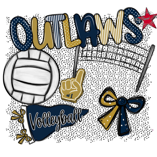 Outlaws Volleyball Spirit-Navy & Gold