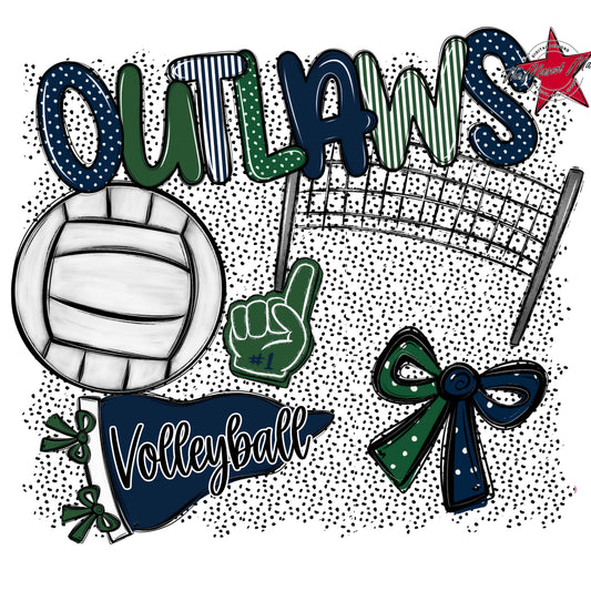 Outlaws Volleyball Spirit-Navy & Green