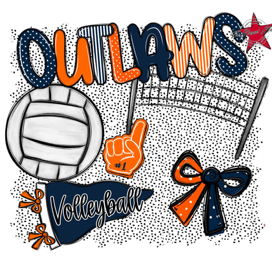 Outlaws Volleyball Spirit-Navy & Orange