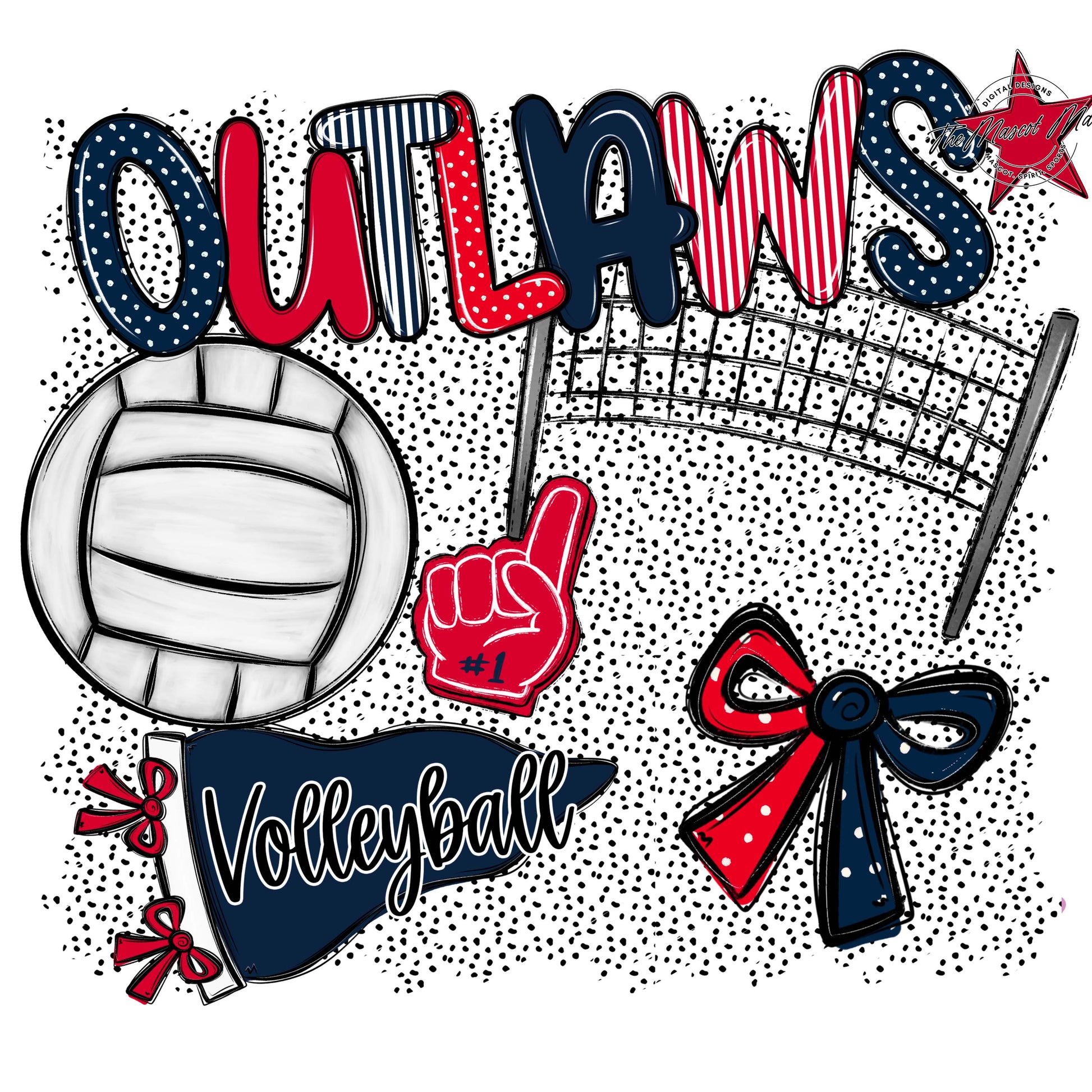 Outlaws Volleyball Spirit-Navy & Red