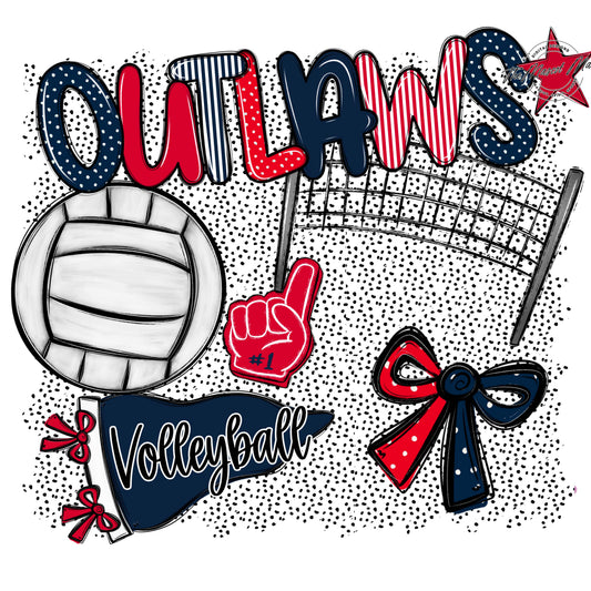 Outlaws Volleyball Spirit-Navy & Red