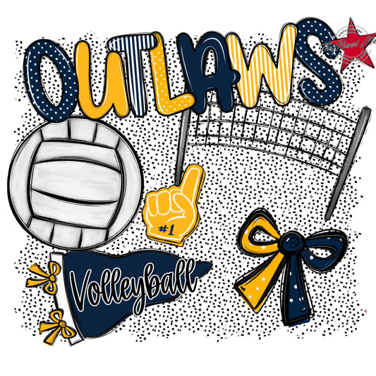 Outlaws Volleyball Spirit-Navy & Yellow