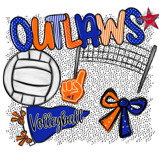 Outlaws Volleyball Spirit-Royal Blue & Orange
