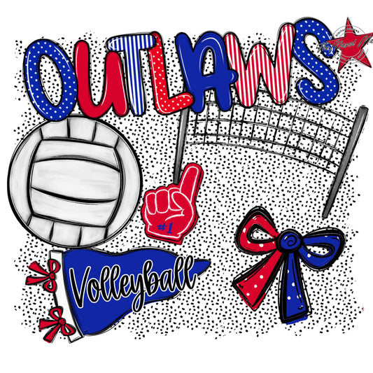 Outlaws Volleyball Spirit-Royal Blue & Red