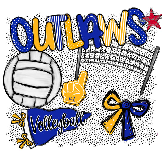 Outlaws Volleyball Spirit-Royal Blue & Yellow