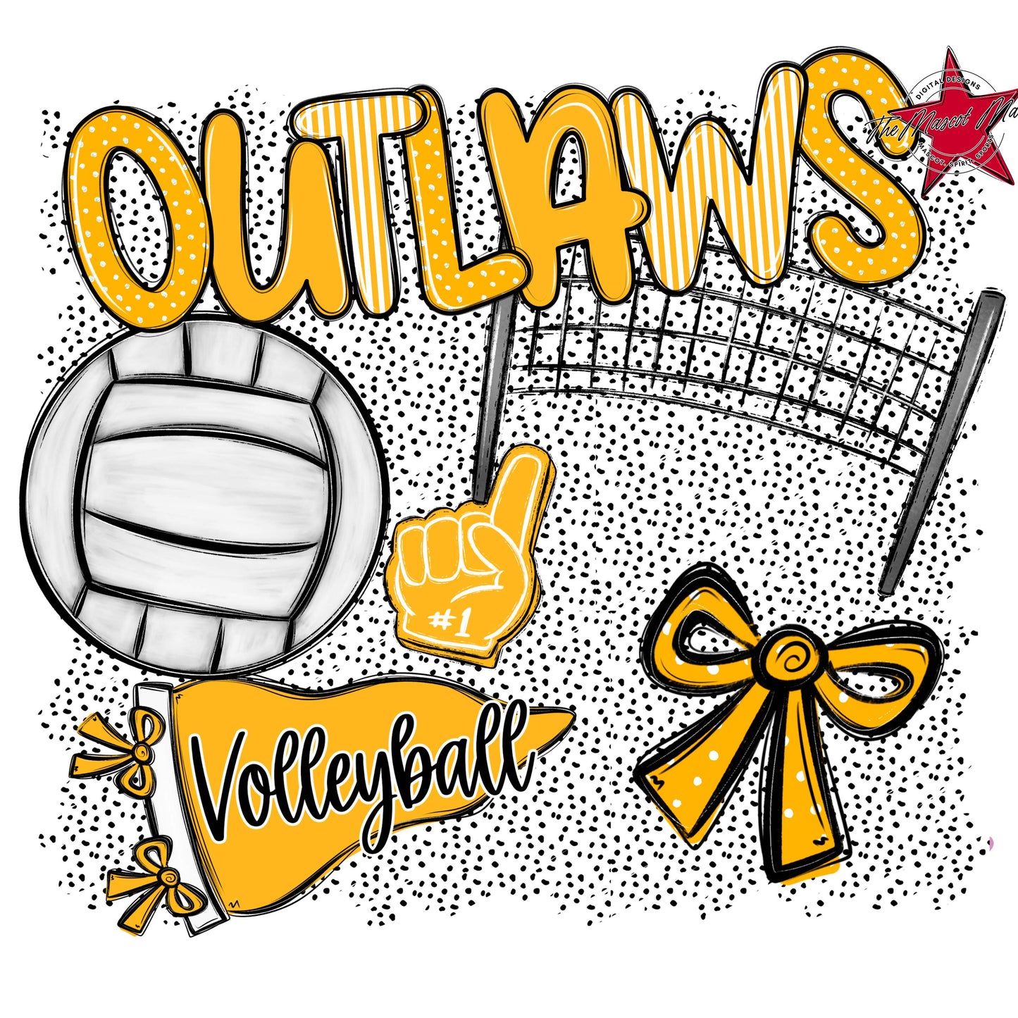 Outlaws Volleyball Spirit-Yellow