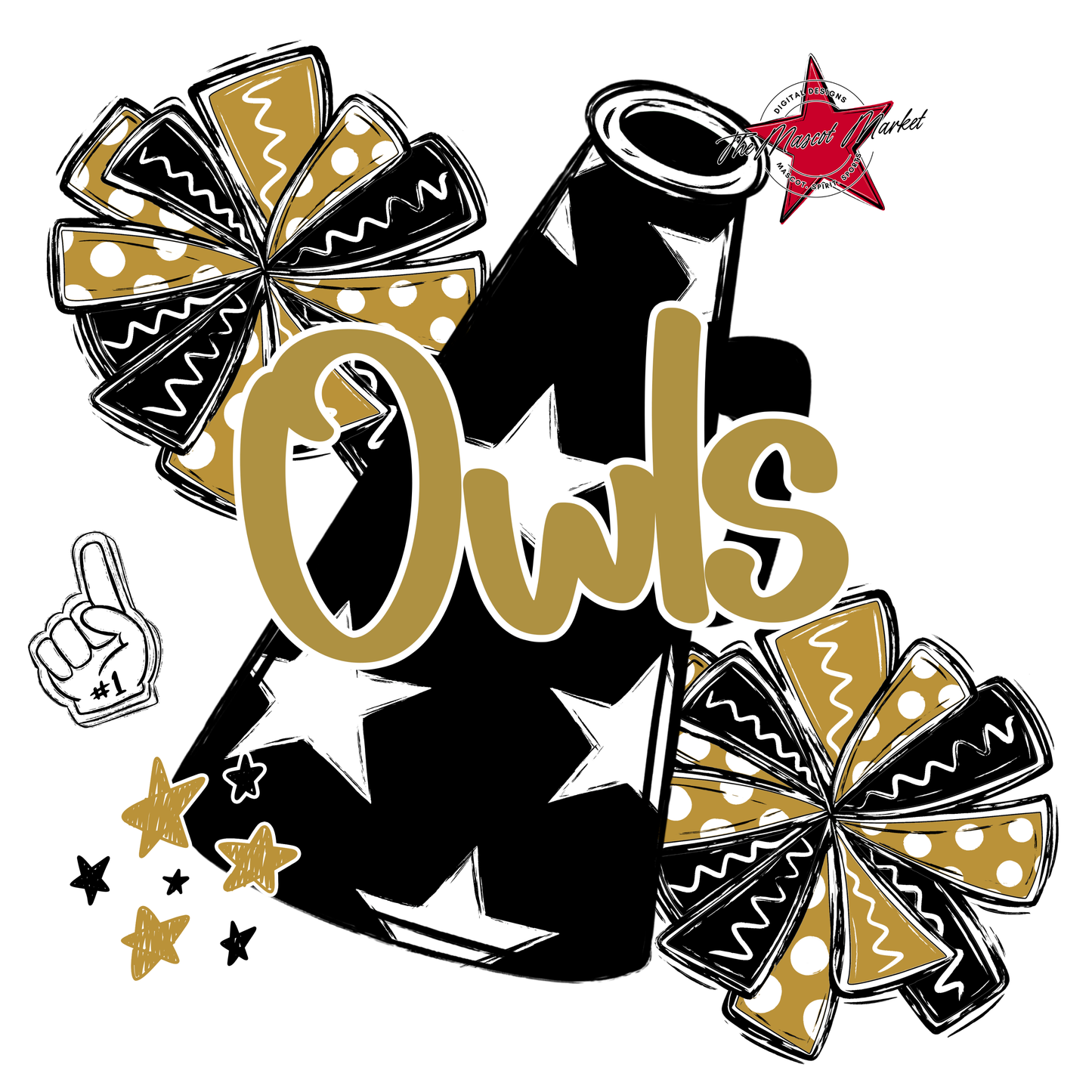 Owls Alpha Megaphone Design-Gold