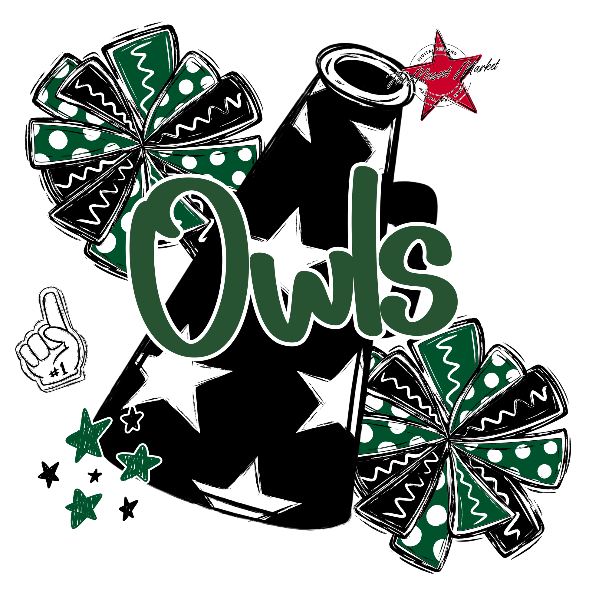 Owls Alpha Megaphone Design-Green